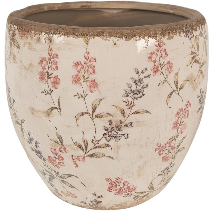 Clayre & Eef 6CE1615L Doniczka do wnętrz beżowo-różowa Ø 18x17 cm