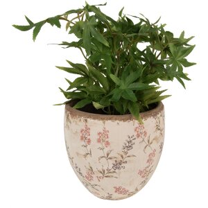 Clayre & Eef 6CE1615L Doniczka do wnętrz beżowo-różowa Ø 18x17 cm