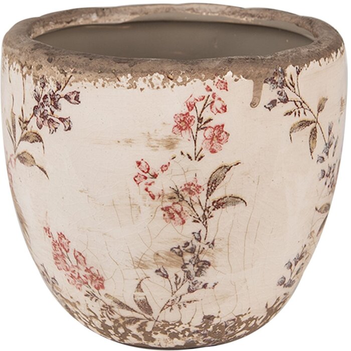 Clayre & Eef 6CE1615S Doniczka do wnętrz beżowo-różowa Ø 13x11 cm