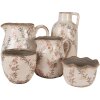 Clayre & Eef 6CE1616L Dzbanek dekoracyjny beżowo-różowy 21x16x20 cm ceramiczny