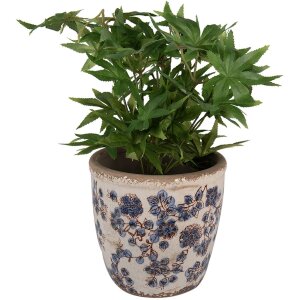 Clayre & Eef 6CE1619L Doniczka do wnętrz beżowo-niebieska Ø 17x16 cm