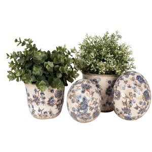Clayre & Eef 6CE1619L Doniczka do wnętrz beżowo-niebieska Ø 17x16 cm