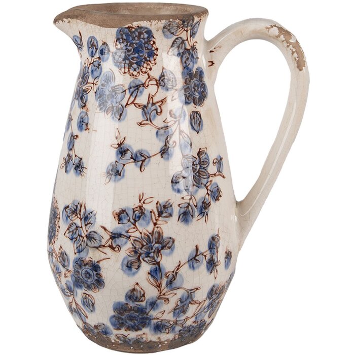 Clayre & Eef 6CE1621S Dzbanek dekoracyjny beżowo-niebieski 17x13x22 cm