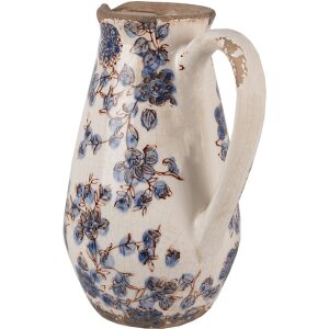 Clayre & Eef 6CE1621S Dzbanek dekoracyjny beżowo-niebieski 17x13x22 cm
