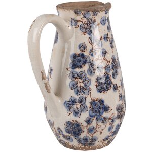 Clayre & Eef 6CE1621S Dzbanek dekoracyjny beżowo-niebieski 17x13x22 cm