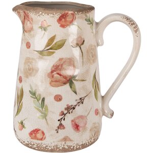 Clayre & Eef 6CE1624L Dzbanek dekoracyjny beżowo-różowy 21x15x23 cm