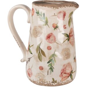 Clayre & Eef 6CE1624L Dzbanek dekoracyjny beżowo-różowy 21x15x23 cm