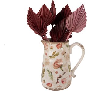 Clayre & Eef 6CE1624L Dzbanek dekoracyjny beżowo-różowy 21x15x23 cm