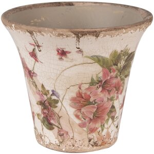 Clayre & Eef 6CE1627M Doniczka do wnętrz beżowo-różowa Ø 13x11 cm