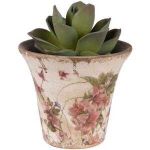 Clayre & Eef 6CE1627M Doniczka do wnętrz beżowo-różowa Ø 13x11 cm