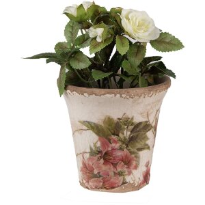 Clayre & Eef 6CE1627S Doniczka do wnętrz beżowo-różowa Ø 9x8 cm