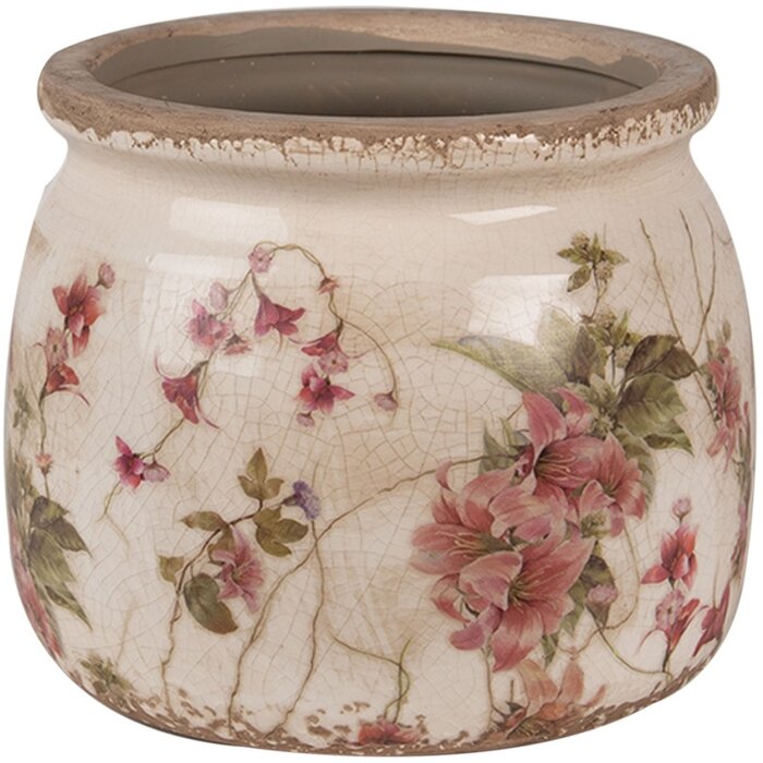 Clayre & Eef 6CE1628M Doniczka Inside Beige Pink Ø 16x13 cm