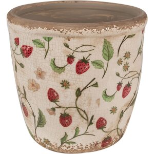 Clayre & Eef 6CE1631L Doniczka beżowo-czerwona Ø 16x16 cm Styl wiejski