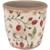 Clayre & Eef 6CE1631M Doniczka Inside Beige Red Ø 14x13 cm Styl wiejski