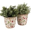 Clayre & Eef 6CE1631M Doniczka Inside Beige Red Ø 14x13 cm Styl wiejski