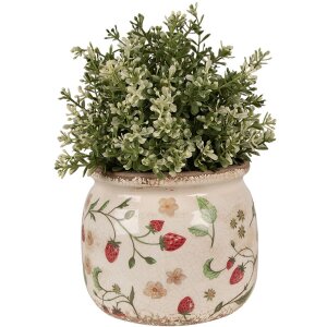 Clayre & Eef 6CE1632M Doniczka beżowo-czerwona ceramiczna Ø 16x13 cm