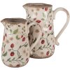 Clayre & Eef 6CE1633L Dzbanek dekoracyjny beżowo-czerwony ceramiczny 21x15x23 cm styl wiejski
