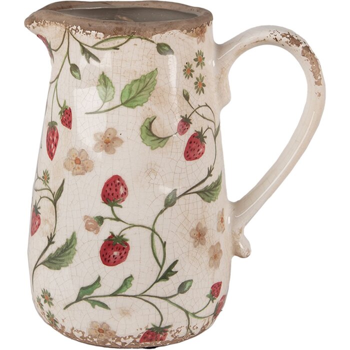 Clayre & Eef 6CE1633M Dzbanek dekoracyjny beżowo-czerwony 17x12x18 cm