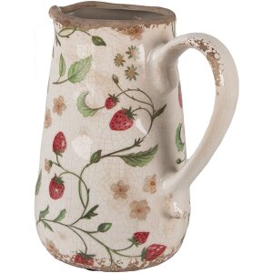 Clayre & Eef 6CE1633M Dzbanek dekoracyjny beżowo-czerwony 17x12x18 cm