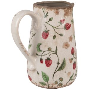 Clayre & Eef 6CE1633M Dzbanek dekoracyjny beżowo-czerwony 17x12x18 cm
