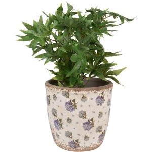 Clayre & Eef 6CE1638L Doniczka do wnętrz beżowo-niebieska Ø 16x16 cm