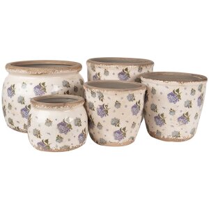 Clayre & Eef 6CE1638L Doniczka do wnętrz beżowo-niebieska Ø 16x16 cm