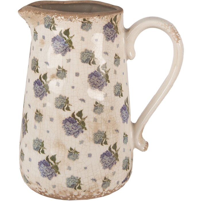 Clayre & Eef 6CE1640L Dzbanek dekoracyjny beżowo-niebieski 21x15x23 cm
