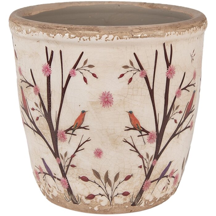 Clayre & Eef 6CE1641M Doniczka do wnętrz beżowo-brązowa Ø 14x13 cm