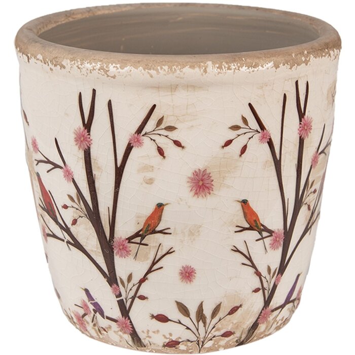 Clayre & Eef 6CE1641S Doniczka do wnętrz beżowo-brązowa Ø 13x12 cm