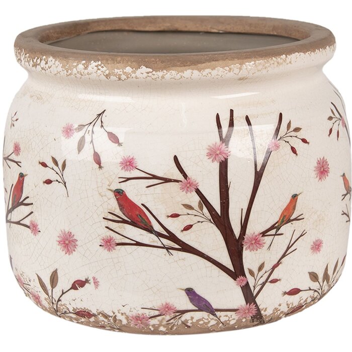 Clayre & Eef 6CE1642L Doniczka do wnętrz beżowo-brązowa Ø 20x15 cm