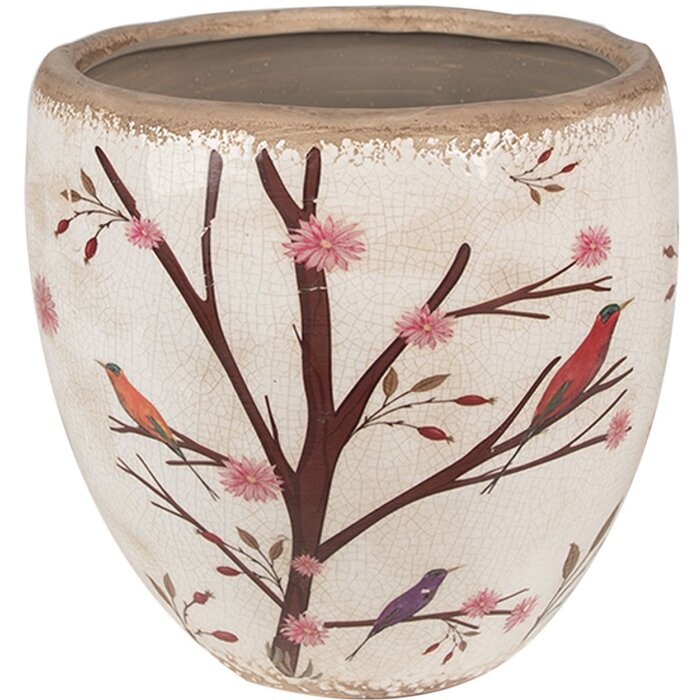 Clayre & Eef 6CE1645L Doniczka do wnętrz beżowo-brązowa Ø 18x17 cm