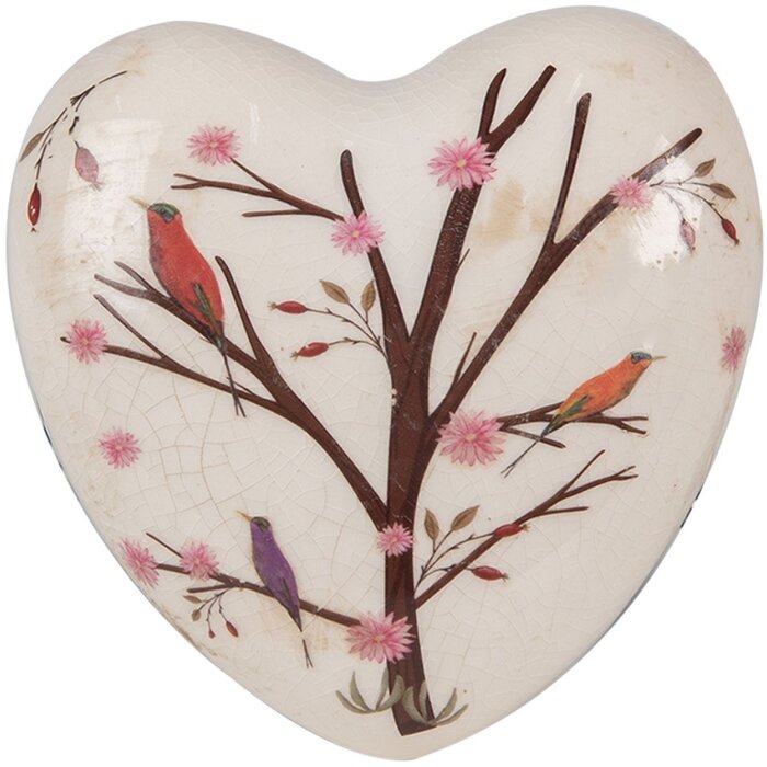 Clayre & Eef 6CE1648 Serce dekoracyjne beżowo-brązowe 12x12x4 cm