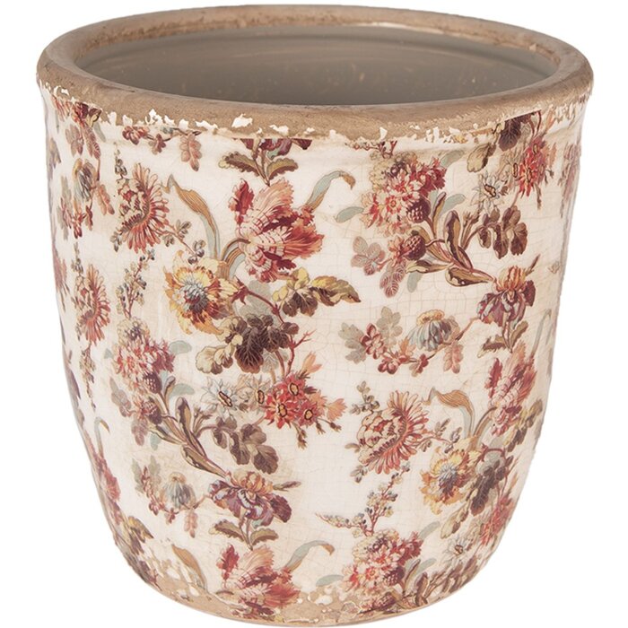 Clayre & Eef 6CE1649L Doniczka do wnętrz beżowo-różowa Ø 16x16 cm