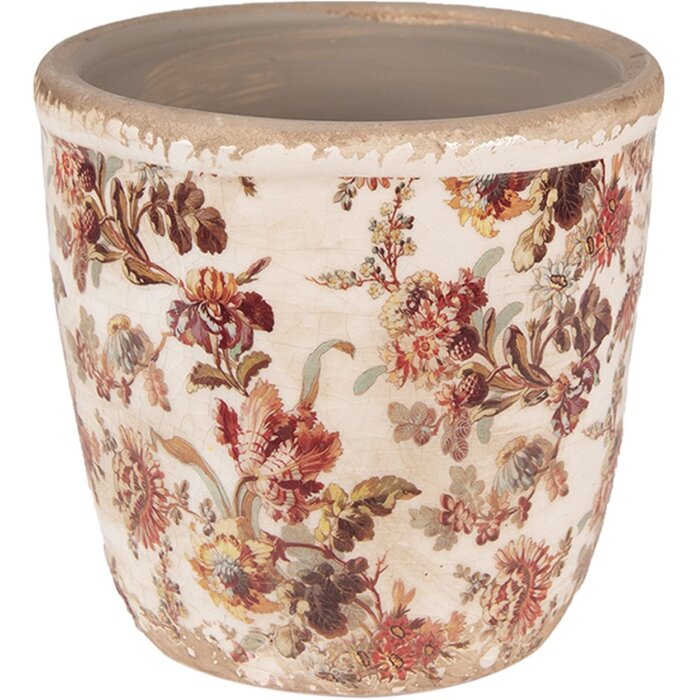 Clayre & Eef 6CE1649S Doniczka do wnętrz beżowo-różowa Ø 13x13 cm