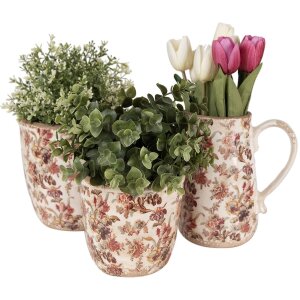 Clayre & Eef 6CE1649S Doniczka do wnętrz beżowo-różowa Ø 13x13 cm