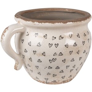 Clayre & Eef 6CE1655M Doniczka do wnętrz beżowo-czarna 17x14x12 cm