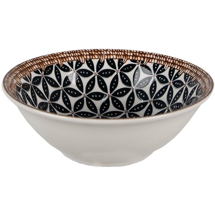 Clayre & Eef 6CEBO0061 Miska na zupę czarna biała Ø 15x5 cm - 300 ml