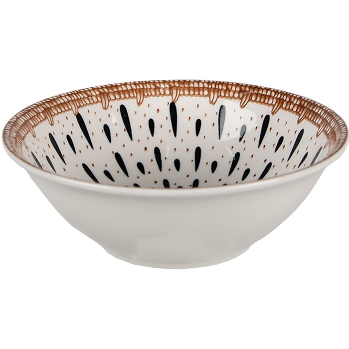 Clayre & Eef 6CEBO0062 Miska na zupę biało-czarna Ø 15x5 cm - 300 ml