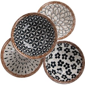 Clayre & Eef 6CEBO0064 Miska na zupę biało-czarna Ø 15x5 cm - 300 ml