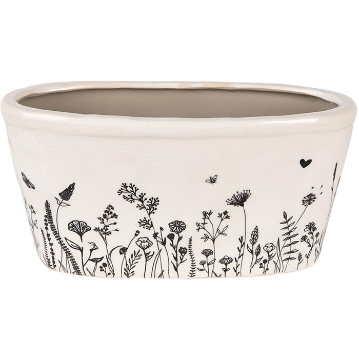 Clayre & Eef 6CEFAF0003M Doniczka do wnętrz beżowo-czarna 23x11x11 cm