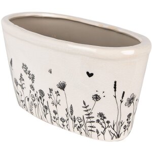 Clayre & Eef 6CEFAF0003M Doniczka do wnętrz beżowo-czarna 23x11x11 cm