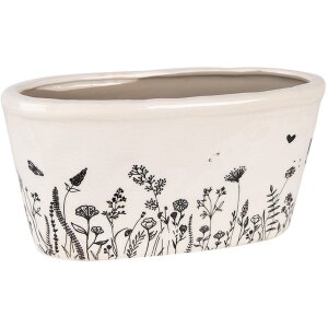 Clayre & Eef 6CEFAF0003M Doniczka do wnętrz beżowo-czarna 23x11x11 cm