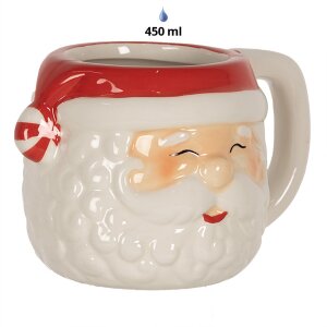 Clayre & Eef 6CEMU0133 Kubek Biały Czerwony 15x11x9 cm - Kubek świąteczny 450 ml