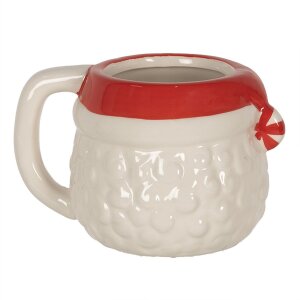 Clayre & Eef 6CEMU0133 Kubek Biały Czerwony 15x11x9 cm - Kubek świąteczny 450 ml