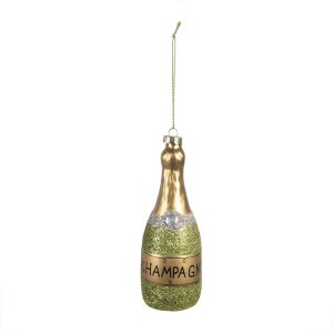 Clayre & Eef 6GL4345 Świąteczna zawieszka w kolorze zielonego złota Ø 5x14 cm
