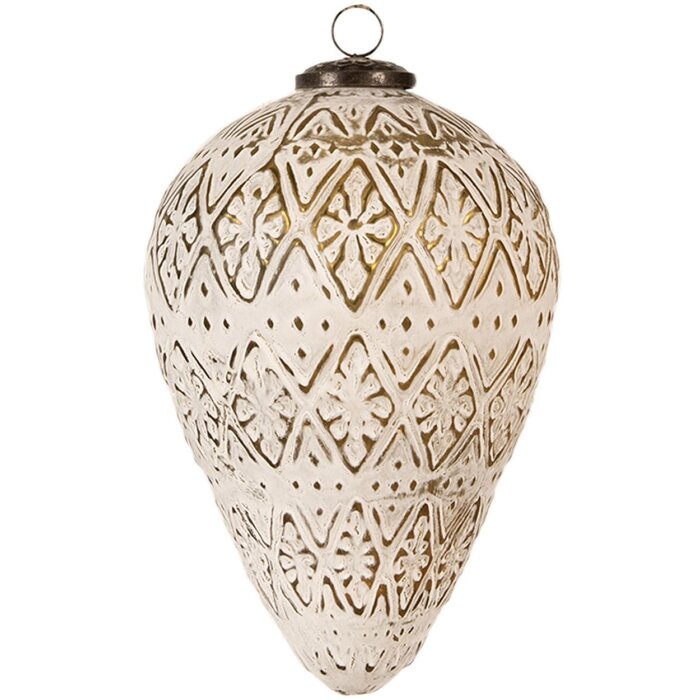 Clayre & Eef 6GL4362M Bombka świąteczna biała Ø 13x21 cm
