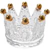 Clayre & Eef 6GL4429 Szklany świecznik Crown Transparent Ø 7x5 cm