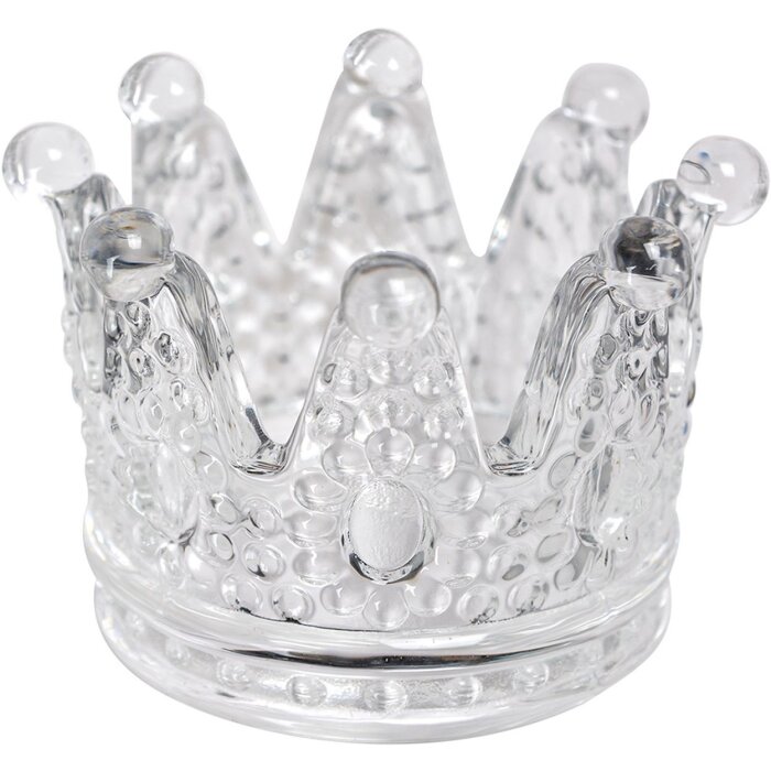 Clayre & Eef 6GL4430 Szklany świecznik Crown Transparent Ø 7x5 cm