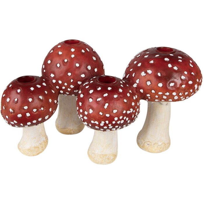 Clayre & Eef 6PR3899 Świecznik Grzyby czerwony, biały 30x17x17 cm