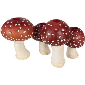 Clayre & Eef 6PR3899 Świecznik Grzyby czerwony, biały 30x17x17 cm